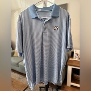 Men's UNC Light Blue Striped Polo Shirt